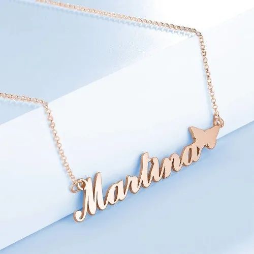 Custom Single Name Necklace with Butterfly
