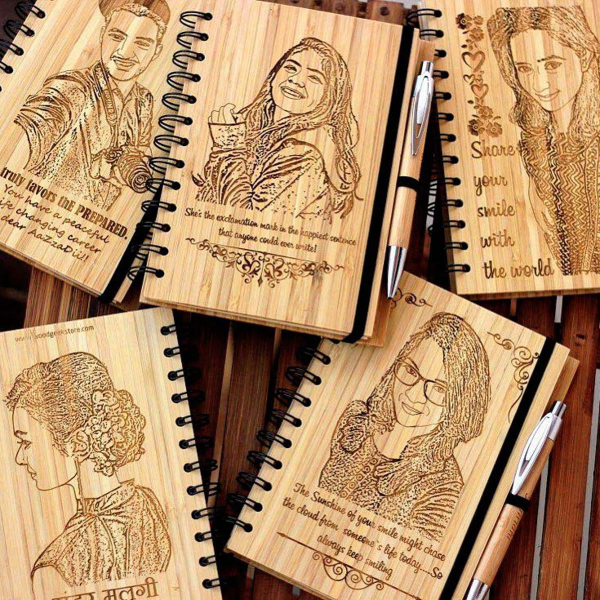 Custom Wooden Diary & Pen Set