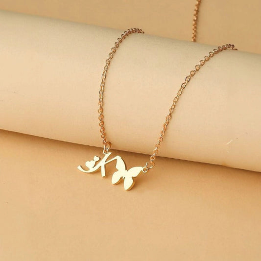 Butterfly & Heart Name Necklace