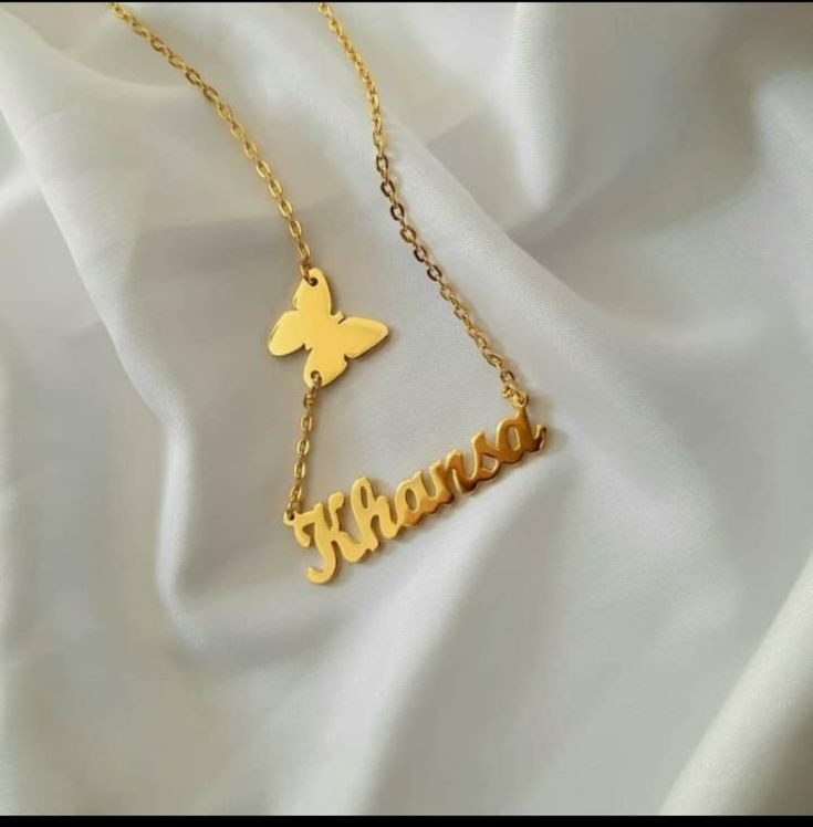 Custom Single Name Necklace with Butterfly