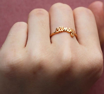 Gold-Plated Personalized Name Ring