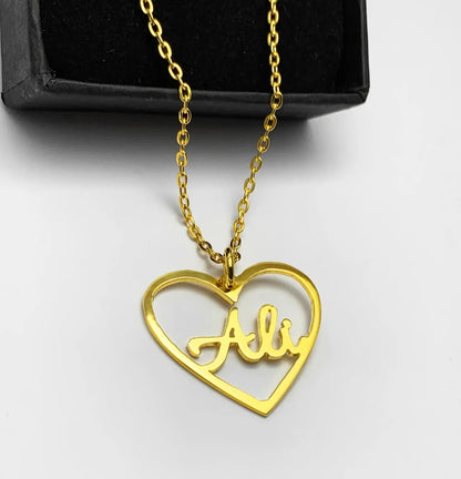 Name Inside Heart Locket Necklace