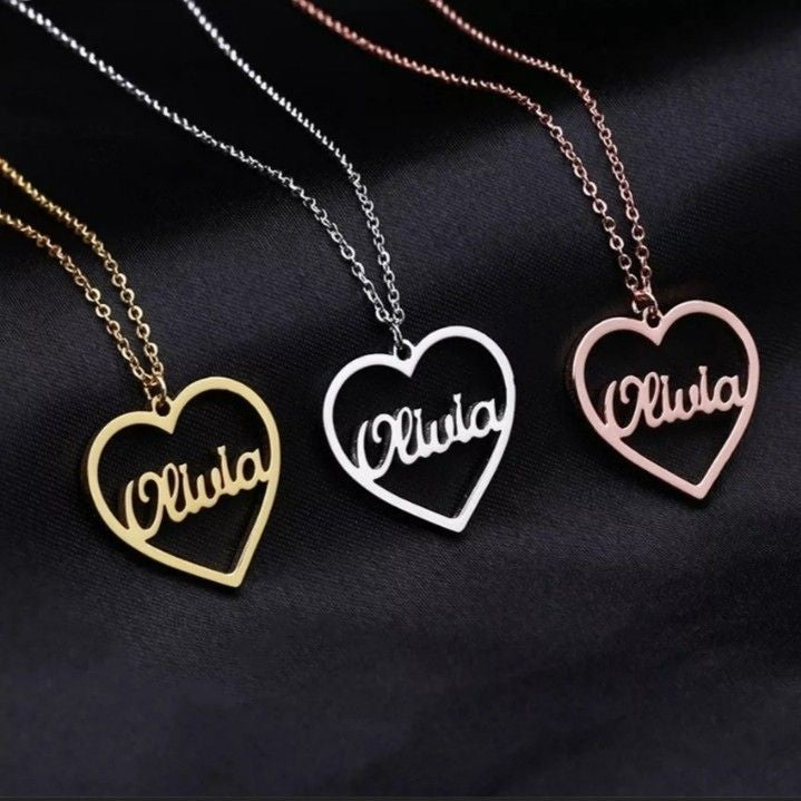 Name Inside Heart Locket Necklace