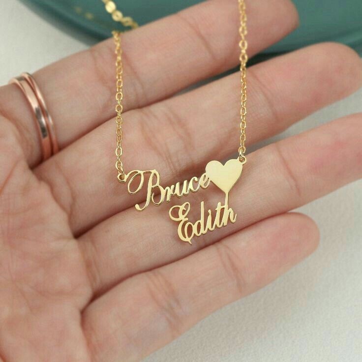 Custom Couple Name Necklace with Crown & Heart