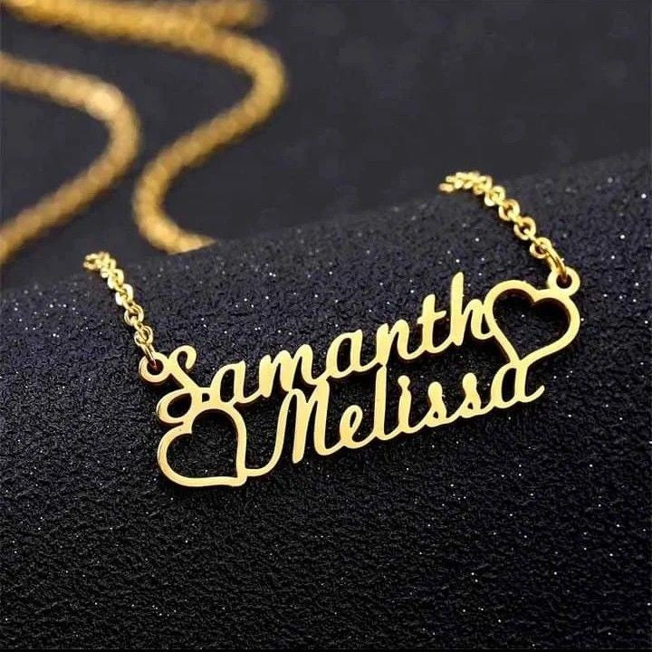 Custom Couple Name Necklace with Crown & Heart