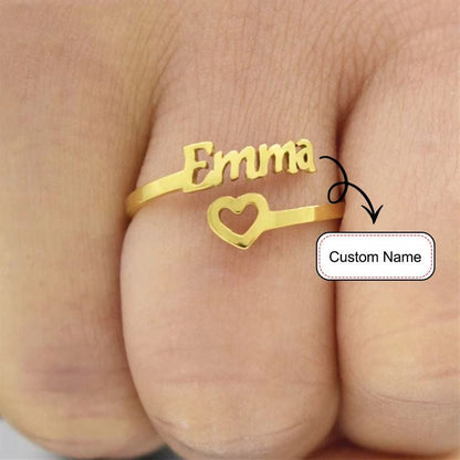 Name Ring with Heart