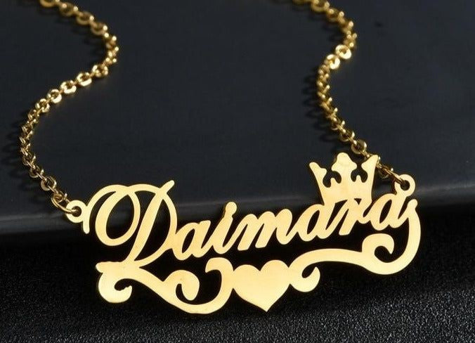 Custom Name Necklace with Diamond Shapes