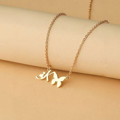 Butterfly & Heart Name Necklace